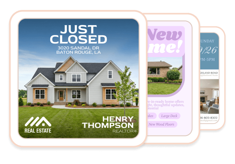 Gallery of professionally curated real estate marketing designs